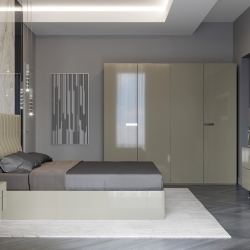 Гардероб VIGO глянцевый серо-бежевый лак