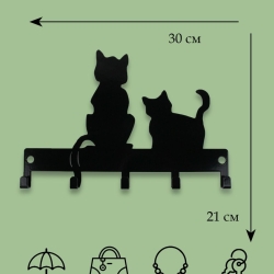 Ключница настенная металлическая Котята, черный KARLSSON HOME KHHС01