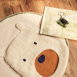 Zelda круглый хлопковый ковер с мишкой белого цвета Ø 100 см