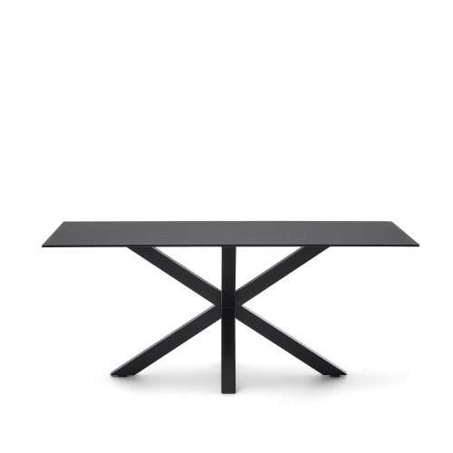 Argo Стол обеденный с черными ножками из стали и столешницей из черного стекла 180x100