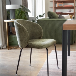 Стул Minna из зеленого бархата на стальных ножках с черной отделкой