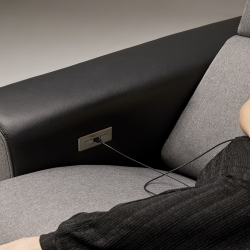 Кресло Atlanta с откидной спинкой, отделка черное дерево, обивка F6053 SENDAI 04,кожа L0028