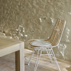 Стул Ashanti белая сталь и ротанг