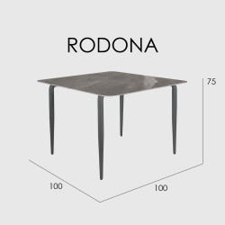 Обеденный стол RODONA CARBON MATTE стекло 100х100