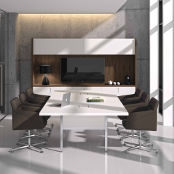 Стол для руководителя Gallery G027 224x100 матовая отделка, розетка слева