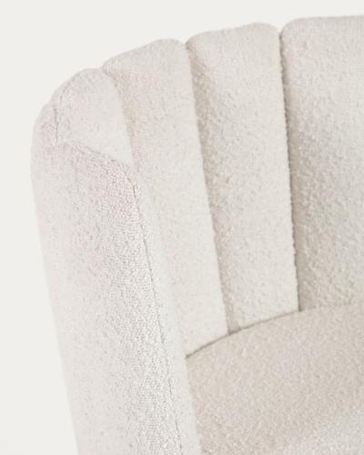 Стул Aniela из белой ткани букле и металла с черной отделкой