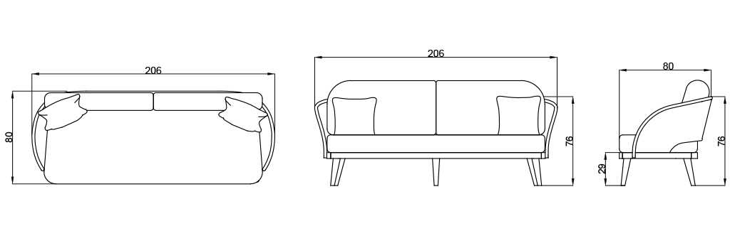 Диван трехместный Krabi