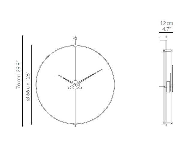 Часы Nomon BARCELONA mini. (основание - орех и фиберглас/стрелки черный лак) D=66см, H=76см