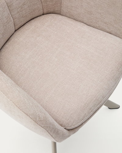 Dorina Вращающееся кресло из бежевого шенилла и стальными бежевыми ножками