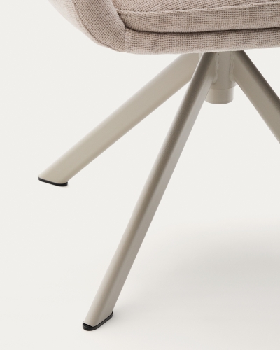 Dorina Вращающееся кресло из бежевого шенилла и стальными бежевыми ножками