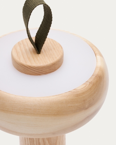 Luba Переносная настольная лампа из массива ясеня и зеленой хлопковой ручкой