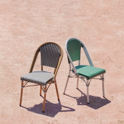 Marilyn Стул уличный из белого алюминия и зеленого синтетического ротанга