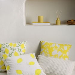 Чехол для подушки Etel 100% белый с желтыми лимонами 45 x 45 cm