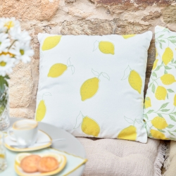 Чехол для подушки Etel 100% белый с желтыми лимонами 45 x 45 cm