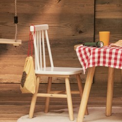 Детский стул Kristie из массива каучукового дерева с белой и натуральной отделкой
