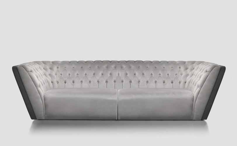 Диван Bowie-L обивка ткань Q1711 HELSINKI-02 ; задняя часть однотонная кожа 39* REAR