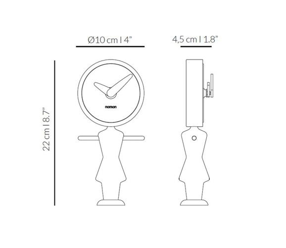 Настольные часы Nomon NENA. (центр - полированная латунь/стрелки и корпус - орех) D=10см, H=22см.