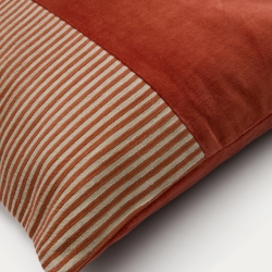 Samit Чехол на подушку из 100% хлопкового бархата с красными полосками 45 x 45 см