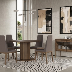 Обеденный стол круглый RONDA D130 см отделка шпон ореха F