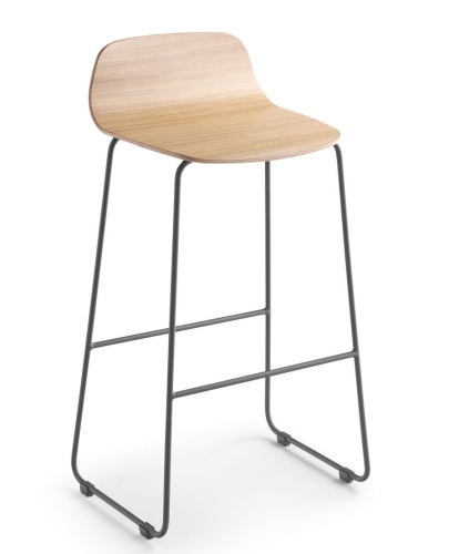 Барный стул Bisell 77 см деревянный на металлических ножках со спинкой