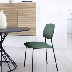 Стул Benilda зеленый с дубовым шпоном и сталь с черной отделкой