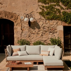 Raco 5-местный угловой диван и журнальный столик из массива акации