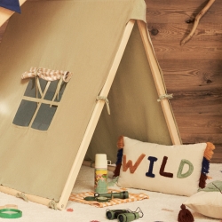 Zelda Чехол на подушку белый из хлопка с вышитыми разноцветными буквами 30 х 50 см