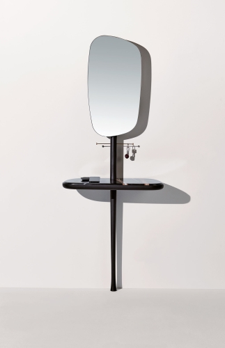 Консоль с зеркалом Nomon MOMENTOS RECIBIDOR Black (ясень+мрамор)