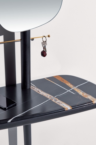 Консоль с зеркалом Nomon MOMENTOS RECIBIDOR Black (ясень+мрамор)