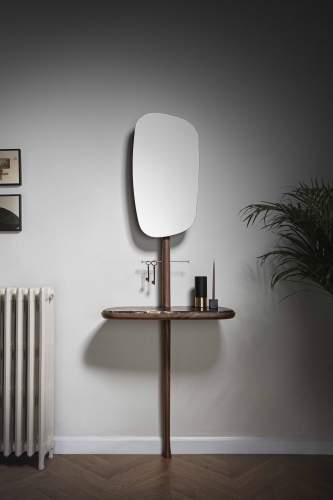 Консоль с зеркалом Nomon MOMENTOS RECIBIDOR Black (ясень+мрамор)