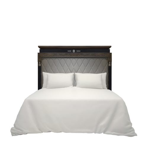 Изголовье кровати Leonid, отделка пепельный орех, обивка стеганая эко-кожа Q1026, для матраса 160см