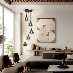 Люстра Opaz 5L черный/дымчатый