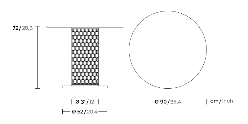 Обеденный стол Mesh Ø90 алюминий KS1701800