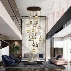 Люстра Norma 18L черный / латунь DIM