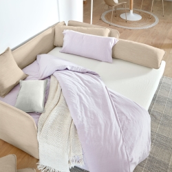 Диван-кровать Tanit бежевый с ножками из массива бука с натуральной отделкой 210 см