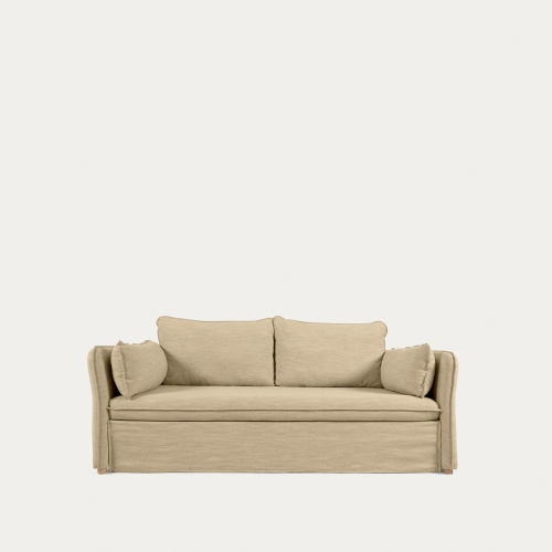 Диван-кровать Tanit бежевый с ножками из массива бука с натуральной отделкой 210 см