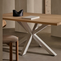 Стол Arya деревянный с белыми стальными ножками 200x100