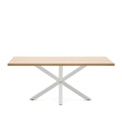 Стол Arya деревянный с белыми стальными ножками 200x100
