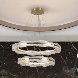 Люстра Lira 2 кольца золотая DIM