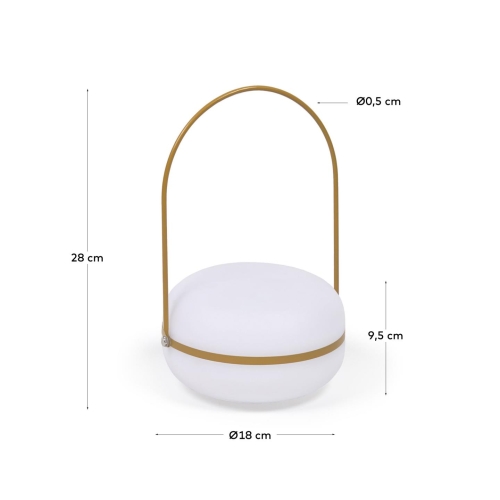 Переносная настольная лампа Tea из полиэтилена и металла с горчичной отделкой