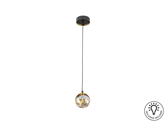 Подвесной светильник Dark 1L 12D черно-латунный